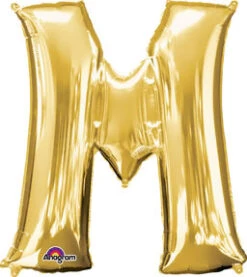 Letter M Gold 33in Metallic Balloon