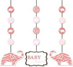 Creative Converting Pink Wild Safari Printed Hanging Cutouts (3pc)