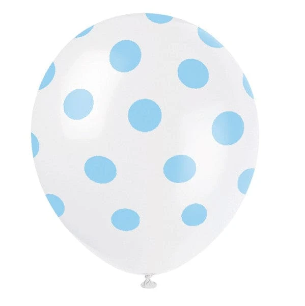 Powder Blue Dots 12in Latex Balloons 1 Powder Blue Dots 12in Latex Balloons