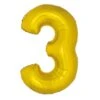 40in Number 3 Gold Mylar Balloon