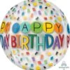 Orbz 16in Happy Birthday Rainbow Confetti Balloon -Party Depot Store 122587