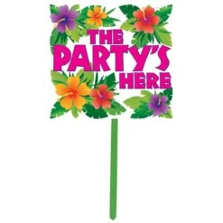 Summer Luau The Party Is Here Yard Sign 14in X 15in