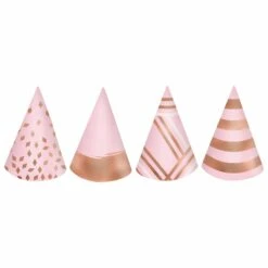 Blush Birthday Mini 4in Paper Cone Hats 12ct