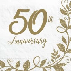 Happy 50th Anniversary Luncheon Napkins 16 Ct