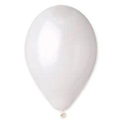 12" Latex Balloon Metallic White 50 Ct