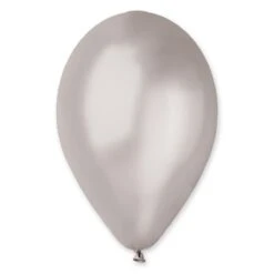 12" Latex Balloon Metallic Silver 50 Ct