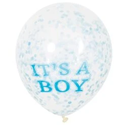 12in It's A Boy Latex Balloons With Blue Tissue Confetti 6ct
