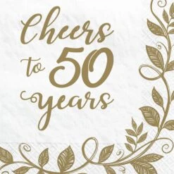 Cheers To 50 Years Beverage Napkins 16ct.