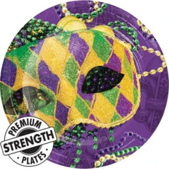 Creative Converting Masks Of Mardi Gras 9in Round Dinner Paper Plates 8 Ct