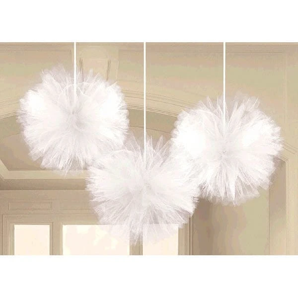 Tulle Fluffy Decorations - White 1 Tulle Fluffy Decorations - White