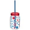 Patriotic Mason Cup W/ Straw