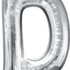 Letter D Silver 33in Metallic Balloon