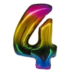 40in Number 4 Rainbow Mylar Balloon