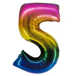 40in Number 5 Rainbow Mylar Balloon