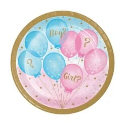 Creative Converting Gender Reveal Balloons 7in Round Luncheon Paper Plates