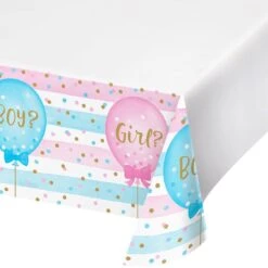 Creative Converting Gender Reveal Balloons 54 X 102in Plastic Table Cover