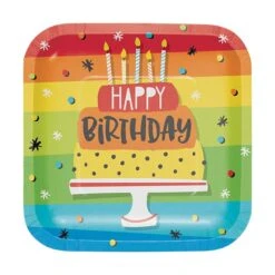 Creative Converting Hoppin' Birthday Cake 7in Square Luncheon Paper Plates