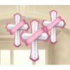 Honeycomb Cross Hanging Tissue Decorations Pink