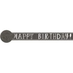 Happy Birthday Printed Crepe Streamer - Chalk 81ft