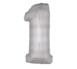 40in Number 1 Silver Mylar Balloon