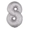 Number 8 Silver Mylar Balloon 40in